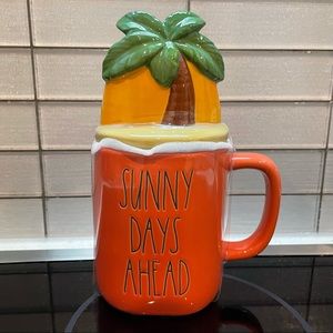 Rae Dunn “sunny days ahead” ceramic mug with lid
